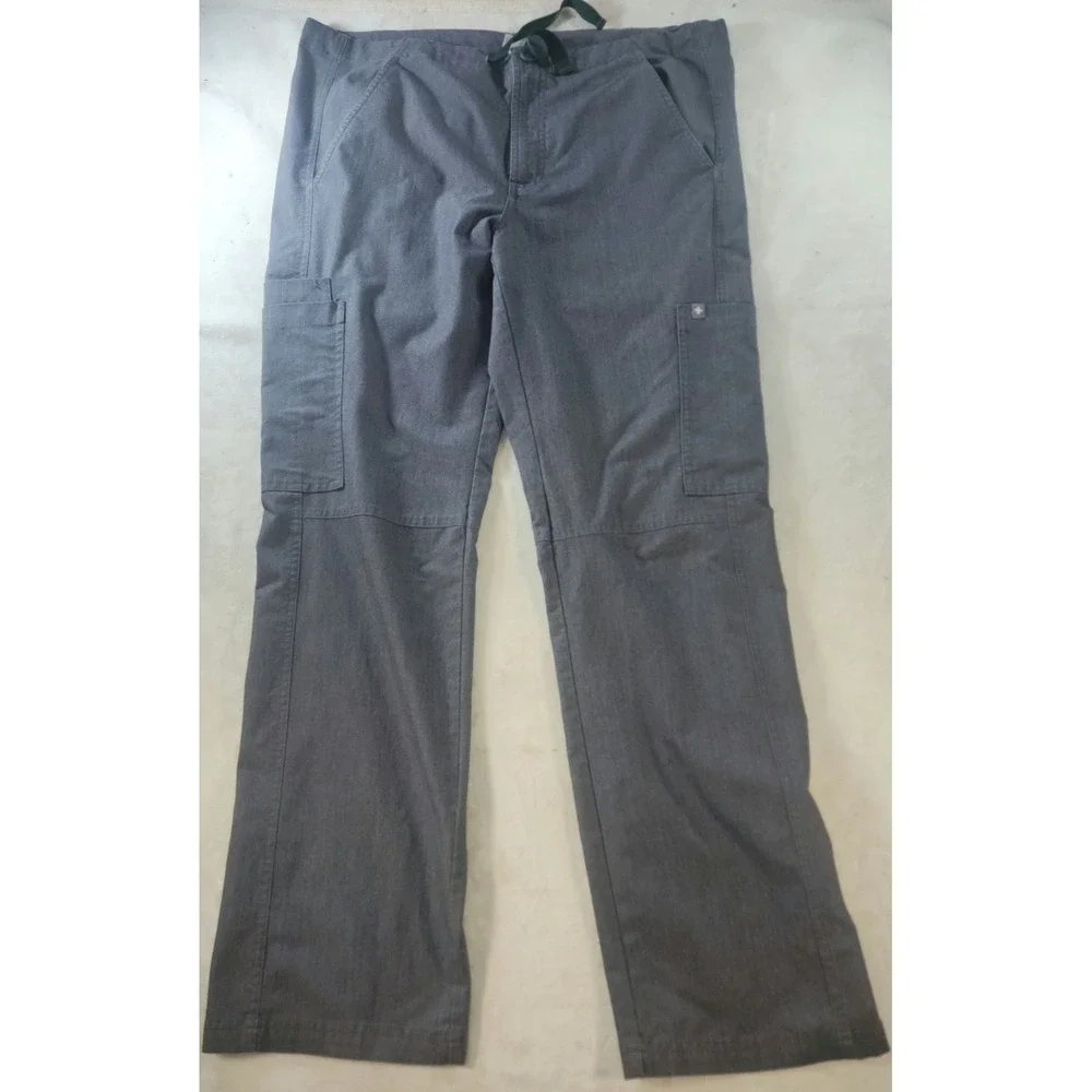 FIGS Technical Collection Mens XL Scrub Pants Gray Cargo Drawstring Straight Leg